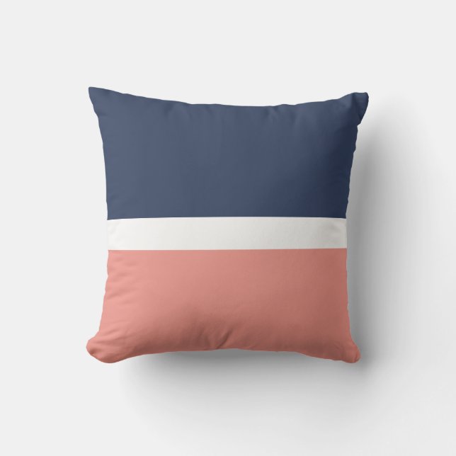 Coral Navy Throw Pillow (Front)