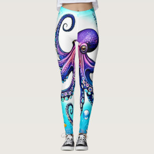 Coral Octopus Glow Design Leggings