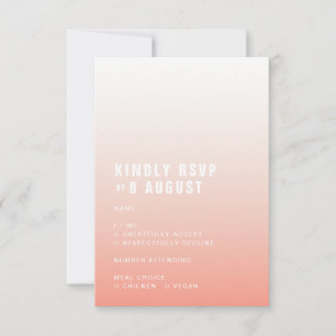 Coral Ombre Blush Pink Modern Minimalist Wedding RSVP Card