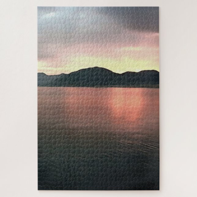 Coral Ombre Sunset Reflections Jigsaw Puzzle (Vertical)