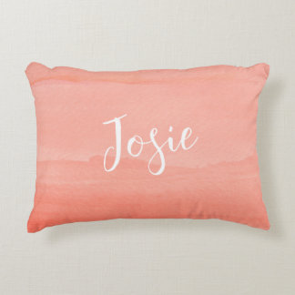 Coral Ombre with Name Decorative Cushion
