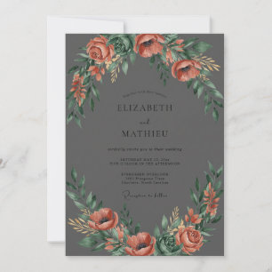 Coral Opulent Bloom Wedding Invitation