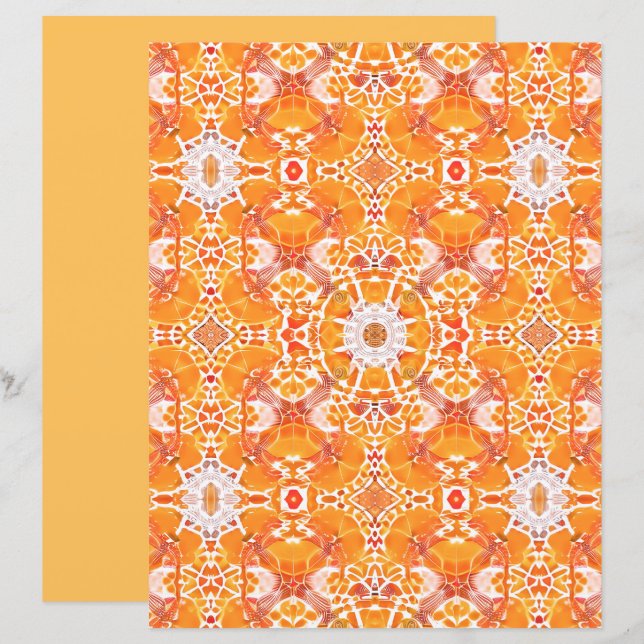 Coral Orange and Cream Batik Medallion Pattern  (Front/Back)