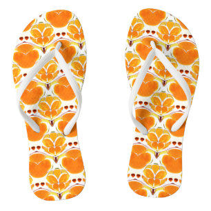 Coral Orange and Cream Batik Pattern  Jandals