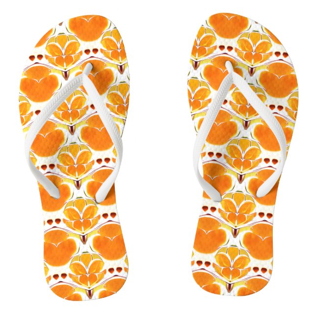 Coral Orange and Cream Batik Pattern  Jandals (Footbed)