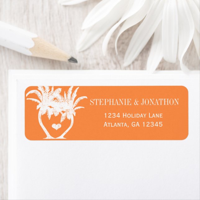 Coral Orange Beach Palm Tree Destination Wedding (Insitu)