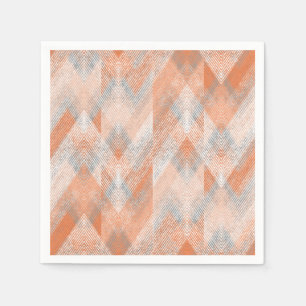 Coral, orange, beige, grey textured zigzag . napkin
