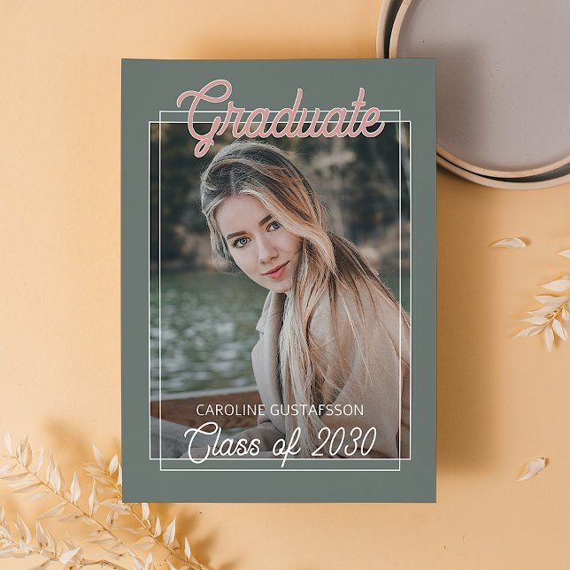 Coral Orange Blush Red Sage Green Graduation Announcement (Creator Uploaded)