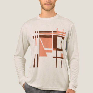 Coral Orange Brown Geometric Abstract MCM Look Tri-Blend Shirt
