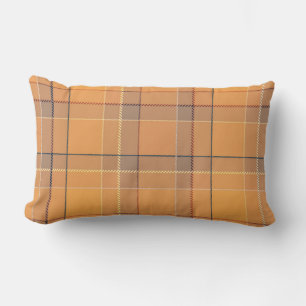 Coral, orange, brown tartan plaid. throw pillow