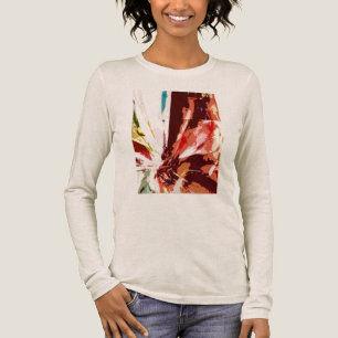 Coral Orange Brown White Abstract Fantasy Flower Tri-Blend Shirt
