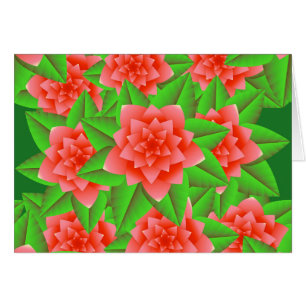 Coral Orange Camellias and Green Leaves