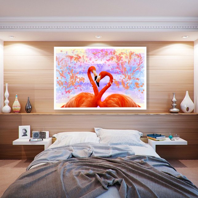Coral orange flamingos  poster (Creator Uploaded)