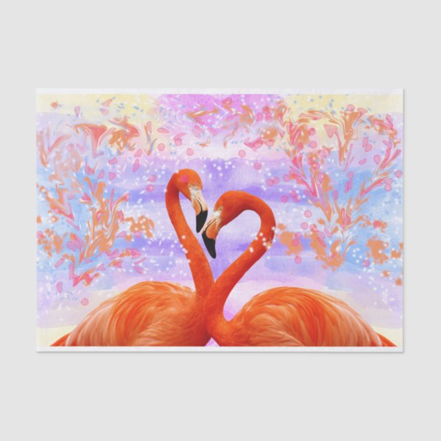 Coral orange flamingos tissue paper (Front)