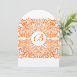 Coral Orange Love Birds Wedding Invitation