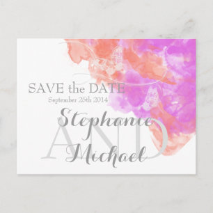 Coral Orchid Watercolor Butterfly Bliss Save the Announcement Postcard