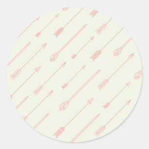 Coral Outlined Arrows Pattern Classic Round Sticker