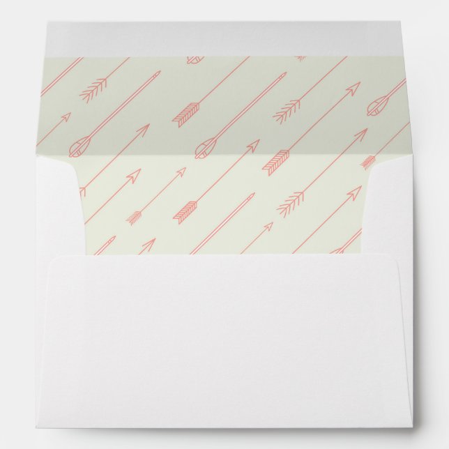 Coral Outlined Arrows Pattern Envelopes (Back (Bottom))