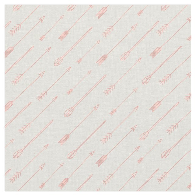 Coral Outlined Arrows Pattern Fabric (Close Up)