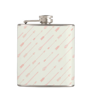 Coral Outlined Arrows Pattern Hip Flask