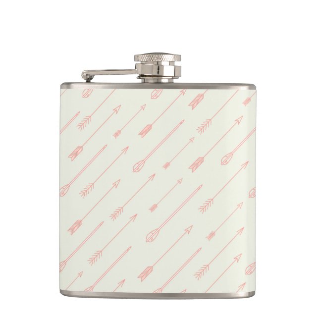 Coral Outlined Arrows Pattern Hip Flask (Front)