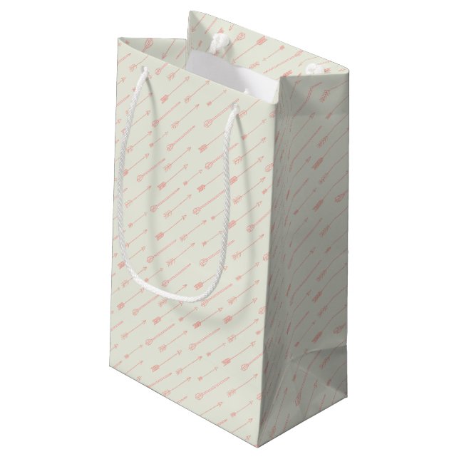 Coral Outlined Arrows Pattern Small Gift Bag (Back Angled)