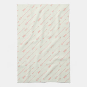 Coral Outlined Arrows Pattern Tea Towel