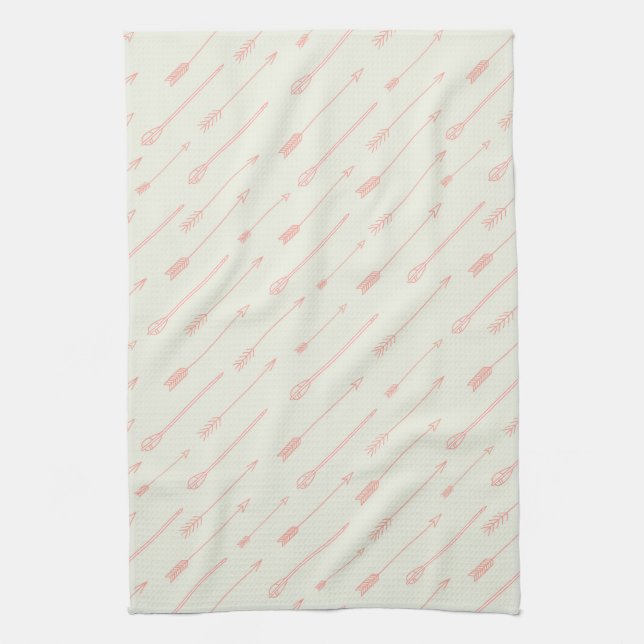 Coral Outlined Arrows Pattern Tea Towel (Vertical)