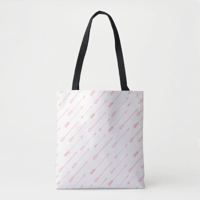 Coral Outlined Arrows Pattern Tote Bag (Front)