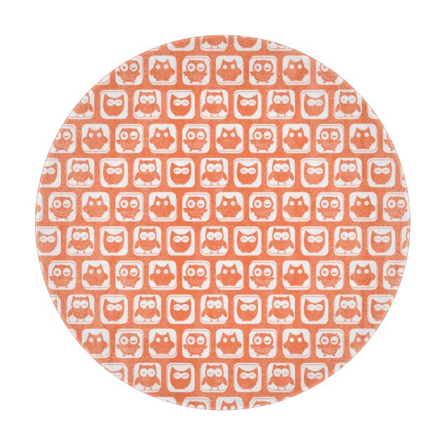 Coral Owl Pattern Cutting Board (Front)