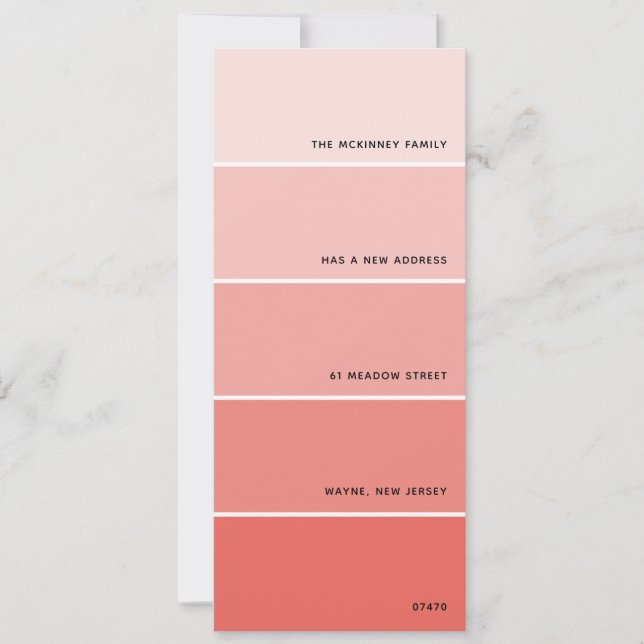 Coral Paint Swatch New Address Announcement (Front)