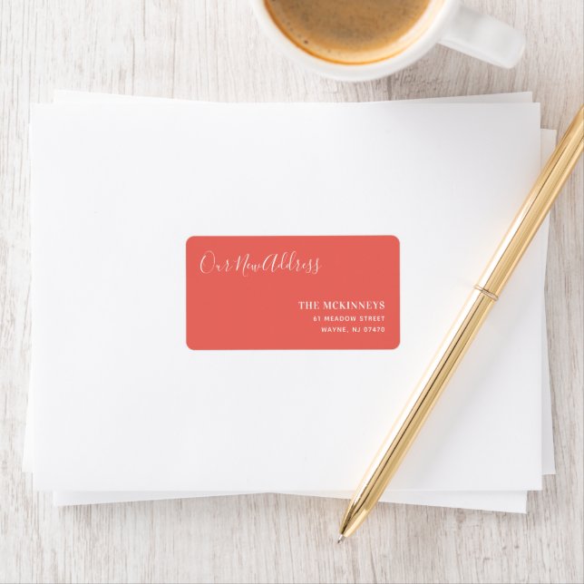 Coral Paint Swatch New Address Label (Insitu)
