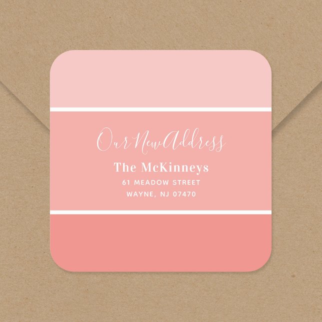 Coral Paint Swatch New Address Square Sticker (Creator Uploaded)