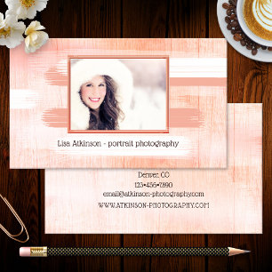 Coral Painted Wood Photographer Business Card