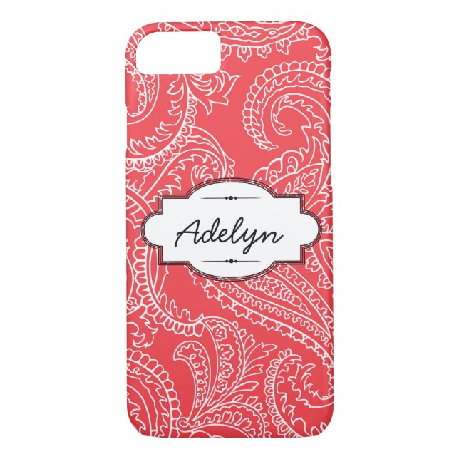 Coral Paisley iPhone 7 Barely There Case (Back)