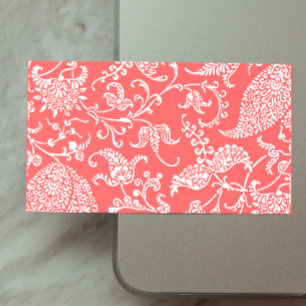 Coral  Paisley Profile Business Card