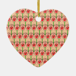 Coral pansies - retro wallpaper pattern ceramic tree decoration