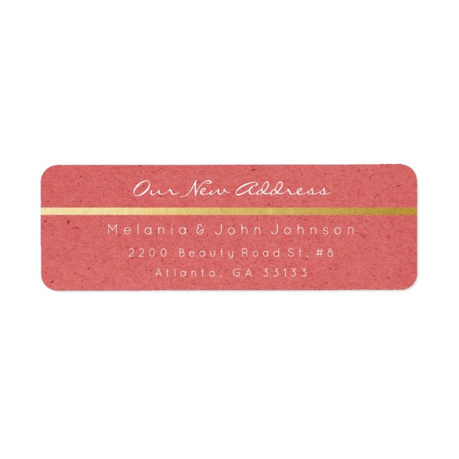 Coral Paper Kraft White New Adress RSVP (Front)