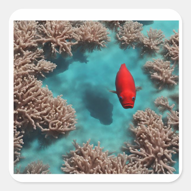 coral paradise square sticker (Front)