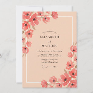 Coral Pastel Floral Wedding Invitation