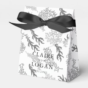 Coral Pattern B & W Nautical Wedding Favour Box
