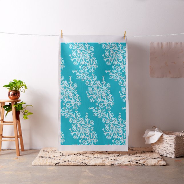 Coral Pattern On Blue Fabric (In Situ)