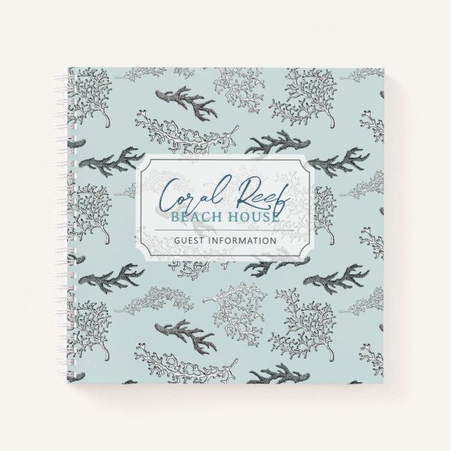 Coral Pattern Vacation Rental Guest Book (Front)