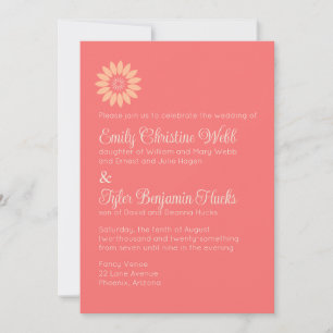 Coral & Peach 2 Sets of Bride's Parents Reception Invitation