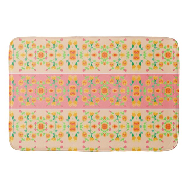 Coral Peach and Gold Bath Mat (Front)