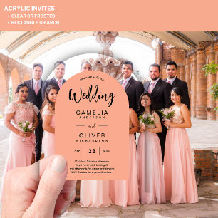 Coral Peach Arch Acrylic Wedding Invites Modern Invitations