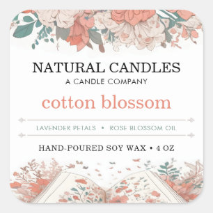 Coral Peach Candle Label   Floral Sticker