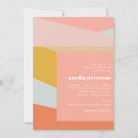 Coral Peach Colour Block Modern Bridal Shower