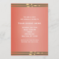 Coral Peach Dipped Chic Elegant Party Invitation