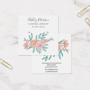 Coral peach floral watercolor stud earring display